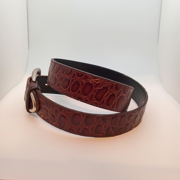 Omega Vintage 80's USA Made Brown Leather Crocodile Pattern Belt Size Large! - Picture 9 of 10